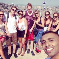 Group of friends took a picture at the top 