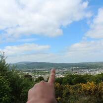 Lots of exploring was done in Ireland. The field at the tip of my finger is where I did my internship!