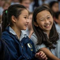 two beautiful girls laughing