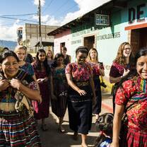 Participants wearing traditional Mayan clothes