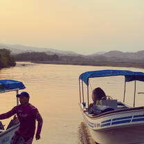 getting ready to ride in a boat