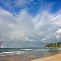 Hot Water beach in Coromandel - I’m so glad I captured the rainbow too!