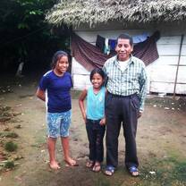 Old man and two young girls