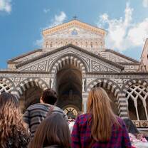 USAC students entering the Duomo di Amalfi during the Southern Italy field study