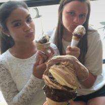 Eating gelato at our favorite shop