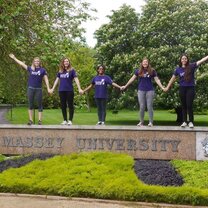 Photo with friends in front of MU