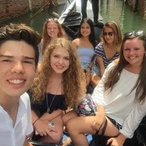 On a gondola in Venice