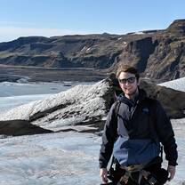 A photo of myself after the long hike up a glacier.