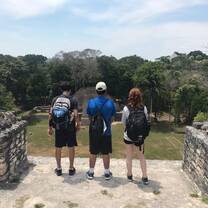Participants visiting Xunantunich mayan temples in Belize.