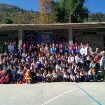 Students and teachers at Shikha school