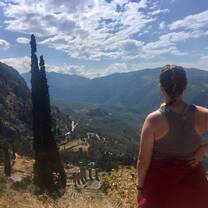 girl is doing overlooking