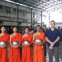 five monks and two teachers in Thailand