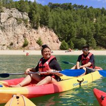 My friend, Ryan, and I kayaking through the Atlantic Waters while catching plankton samples for our lab.