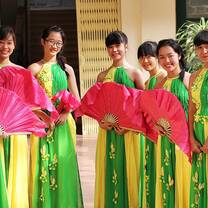 Vietnamese holding fans