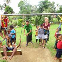 Kindergarten: play time on the swing set