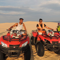 We took a day trip to the Worimi Sand Dunes. This is one of my Australian Friends and I.