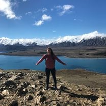 Surrounded by the most beautiful sights. Lake Tekapo was glacier carved and surrounded by snow covered mountains.