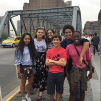 My friends and I on a bridge in Shanghai near the bund