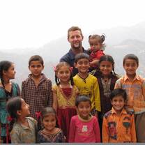 A volunteer and children 