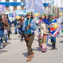 Marching with my company during the annual workers day parade