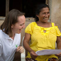 Two women laughing 