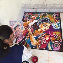 a rangoli my sisters made for the Gujarati New Year 