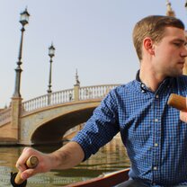 Rowing through Plaza De Espana Seville Rowing through Plaza De Espana Seville