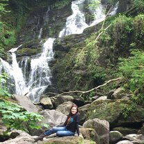 Ashley in the Torc Waterfall Inside the Torc Waterfall