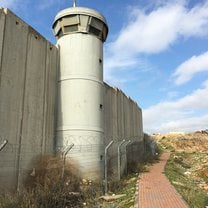 A security tower in the separation barrier next to the checkpoint between Pisgat Ze'ev in East Jerusalem and Hizma in the West Bank. A 20 minute walk from my school; and something that the majority of my students passed every day.