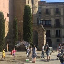 Community Part of the Gothic Barrio. Enjoyed capturing a typical moment of fun and community.