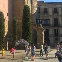 Part of the Gothic Barrio. Enjoyed capturing a typical moment of fun and community.