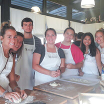 Students in an Italian cooking class