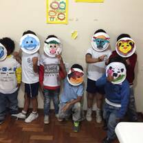 Making animal masks during English classes