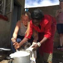 Making the local meal: nshima.