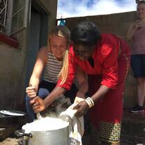 Making the local meal: nshima.