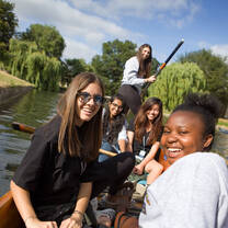 Students punting in Cambridge 