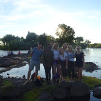 Sunset by the Zambezi River with the team