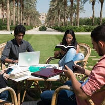 Students studying on campus