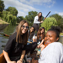 Students punting in Cambridge 