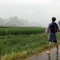 Biking through a rainstorm to see a view of the sunset 3 hours away