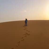 Merzouga, small Moroccan town in the Sahara Desert 