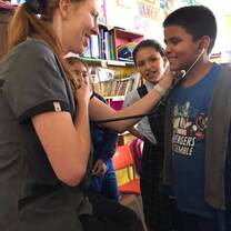 A sweet student listening to my heart. 
