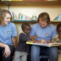 people teaching child