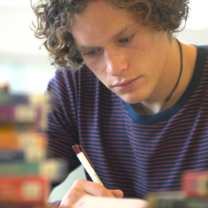 Studying in the library