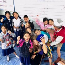 Class photo not a dog pile! Prathom 3
