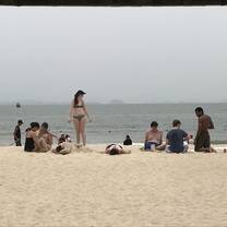 group on a beach having a party 