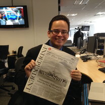 CAPALondon_Intern guy with large piece of paper