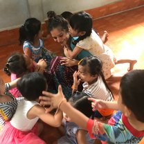 climbing on the teacher
