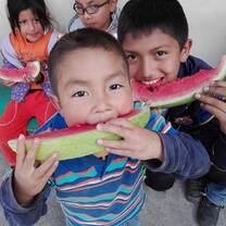 Eating watermelon