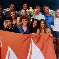 Excited crew after winning the final fleet-wide race!